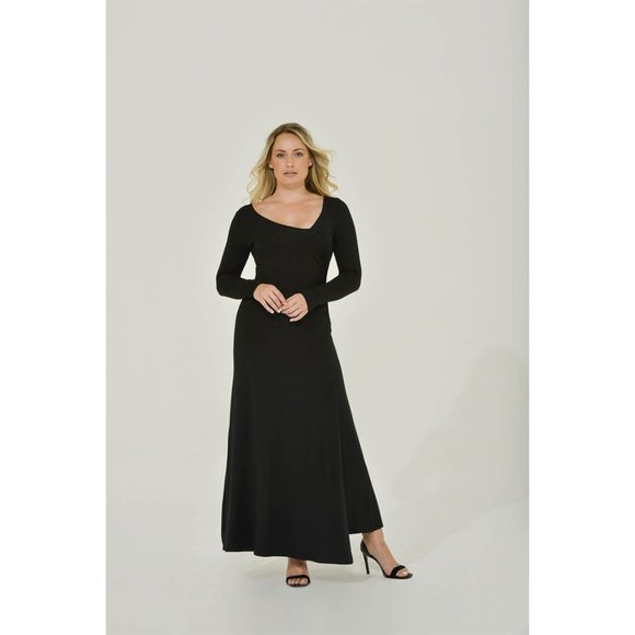 Stretch Maxi Dress W/ Side Ruching | Long Sleeve | NWT - Picture 2 of 5